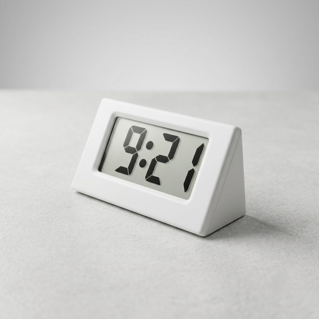 Small LCD Table Clock, Battery Powered Time Display, Lightweight Portable Desktop Clock for Office, Study Table, Bedroom & Car Dashboard (White)-image-45