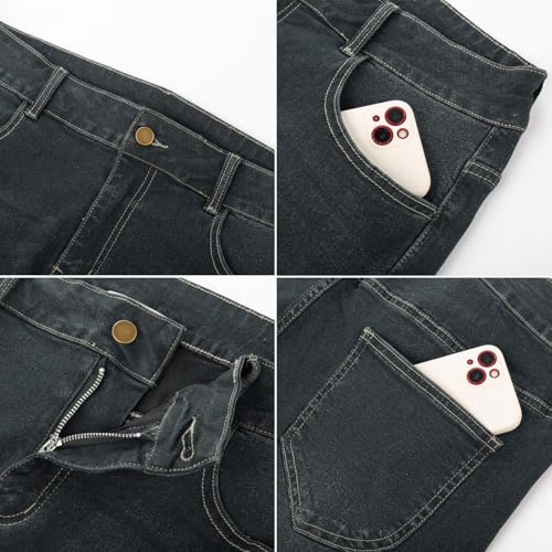 Hanna Nikole Women's Plus Size Wide Flared Jeans High Waisted Stretchy Bell Bottom Denim Jeans (Standard and Plus)