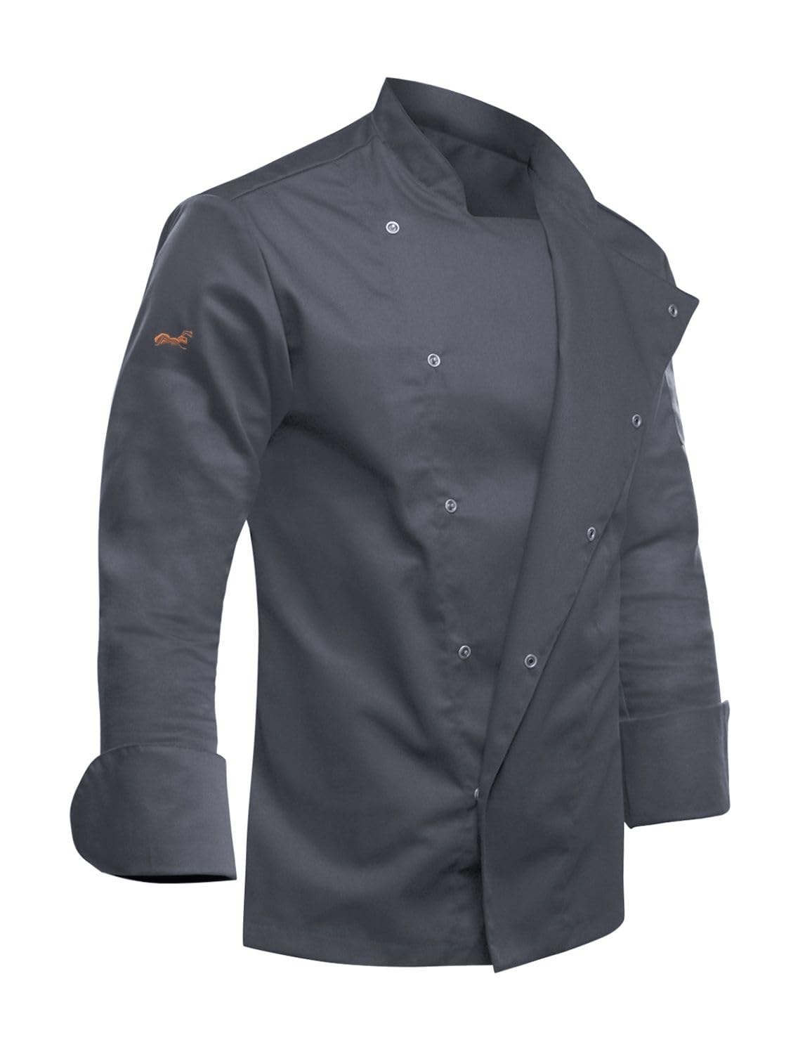 Strongant Men's Grey Strongant® - Chef's Jacket With Hidden Clasps, Baker's Jacket With Long Sleeves And In - M