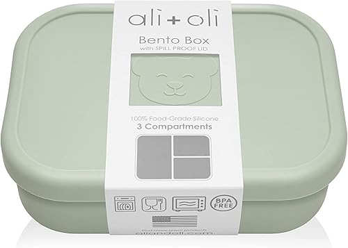 AliOli Caja Bento a prueba de fugas pino de silicona de grado alimenticio sin BPA ftalatos plomo y PVC lonchera Bento para niños y adultos juegos