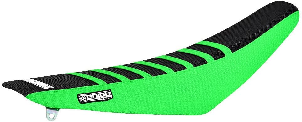 Enjoy Mfg Seat Cover - Compatible with Kawasaki 2021-2023 KX250F KXF250 KXF 250 - #174 (All Black/White Ribs)