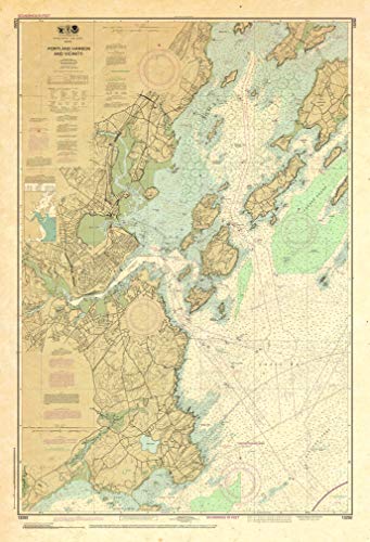 Paradise Cay Publications, Inc. Antiqued NOAA Chart 13292: Portland Harbor and Vicinity
