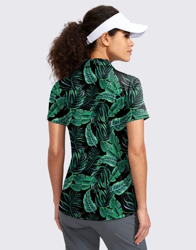 Viodia Women's Golf Shirt Short Sleeve with Zip Up Quick Dry Stretch Tennis Collared Polo Shirts for Women Golf Clothes - Image 2