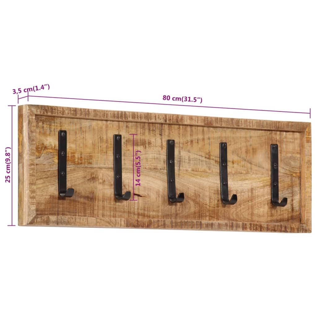 vidaXL Perchero de Pared con 5 Ganchos Madera Maciza de Mango