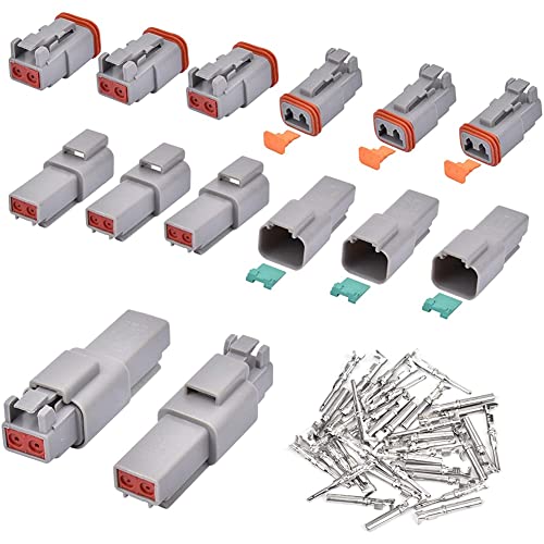 iToQ Conector de Cable EléCtrico Enchufe 8 Juegos 2 16-20AWG Conectores de Terminal Macho y Hembra Grises Sellados una Prueba de Agua