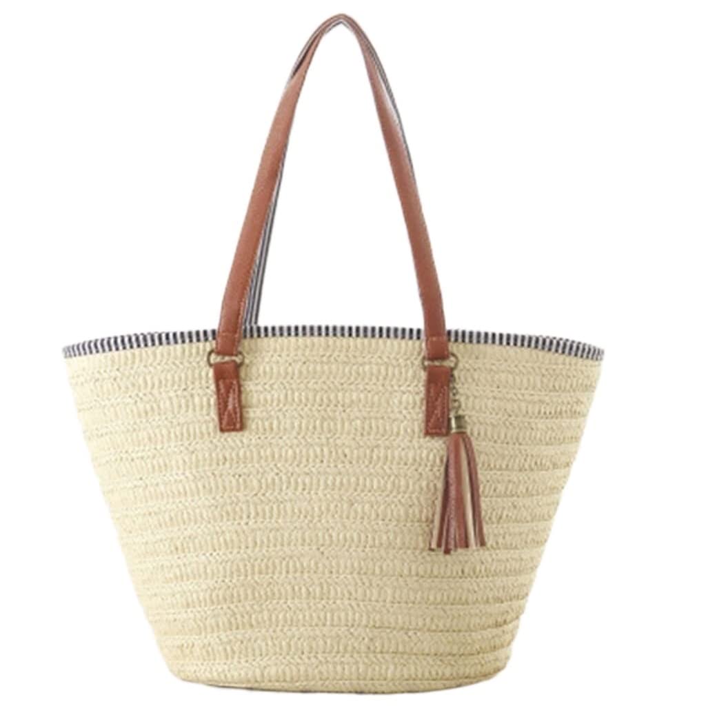 Sac bandoulière tissé blanc en paille pour femme idéal pour le voyage