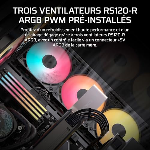 Boitier PC CORSAIR RSR ARGB Tempered Glass Mid Tower 3 ventilateurs ARGB à rotor inversé - vue 4