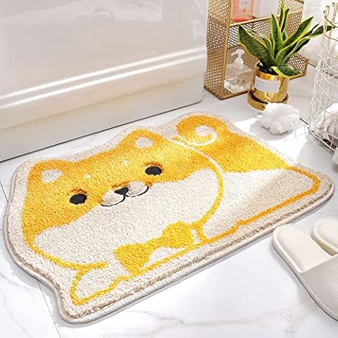 Molesun Cute Animal Bathroom Rug, Absorbent Microfiber Bath Rug Non-Slip Soft Shower Rug, Plush Shaggy Bath Mats for Bathroom Floor, Tub and Shower, Machine Washable, 19" x 28", Dog Cover