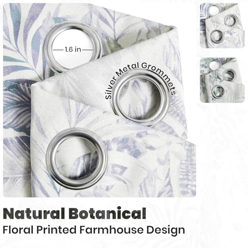 Cortinas de oscurecimiento botánico Melodieux de algodón texturizado con hojas naturales 52x72 8