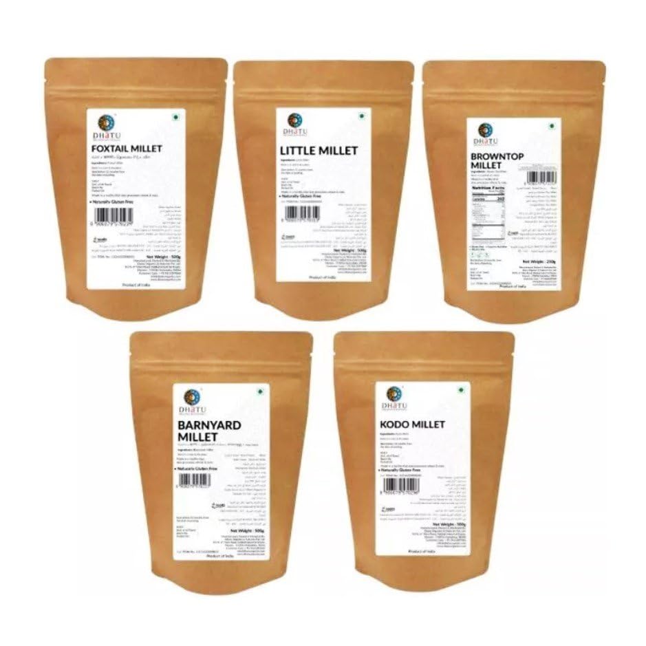 Sponsored Ad – Dhatu Barnyard Millet (500G), Little Millet (500G), Kodo Millet (500G), Foxtail Millet (500g) & Brown Top Millet (250G) - A Nutrient Rich Assortment of barnyard millet Wholesome