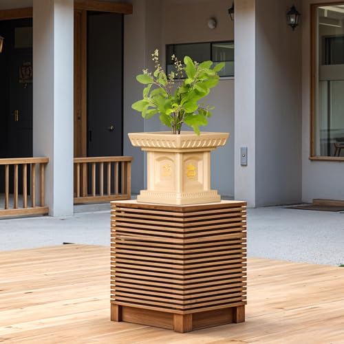 YUCCABE ITALIA FOXB 12 Inch Tulsi Planter Pot for Tulsi Pooja German Polymer Tulsi Planters Suitable for Indoor Outdoor Use Home Office Pooja Plant Gamla (Beige) (B0DDXDSKS7) Amazon Price History, Amazon Price Tracker