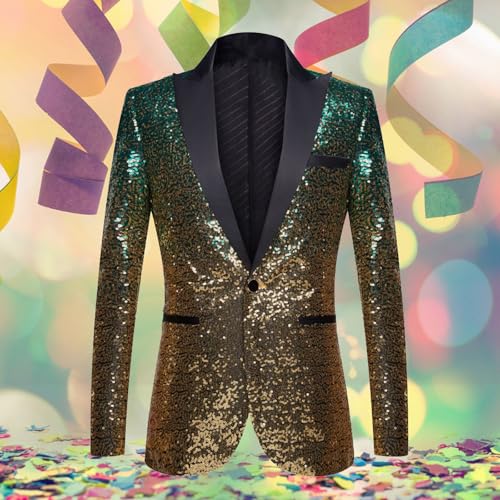 Veste de carnaval pour homme avec sequins brillants et coupe droite confortable