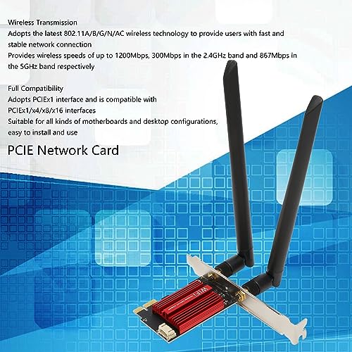 Tarjeta de Red PCIE con 1200Mbps y Bluetooth 4.2 compatible con Windows 7, 8, 10 y 11 miniatura 2