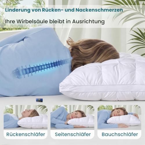 Bedding Kopfkissen (2er Set), Queen Size Kissen, Kopfkissen in Hotelqualität (ca. 50 x 76 cm), flauschig und stützend – geeignet für Seiten, Rücken und Bauchschläfer – Bild 2