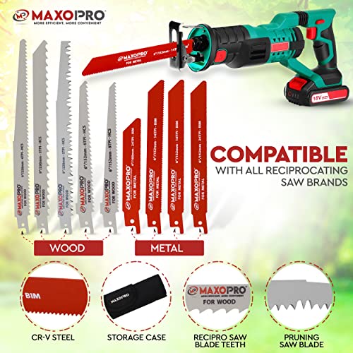 32-Pieces Reciprocating Saw Blades Set – Premium Quality Sawzall Blades For Metal And Woodcutting – Durable & Sharp Pruning Saw Blades With Organizer Pouch - By Maxopro #TOP2