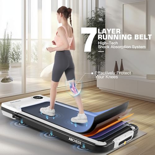 Image of Foldable Treadmill with Incline-Walking Pad with Handle Bar-Portable Walking Pad Treadmill 350+ lb Capacity-Under Desk Treadmills, 4 in 1 Running Machine LED Display /Dual Control