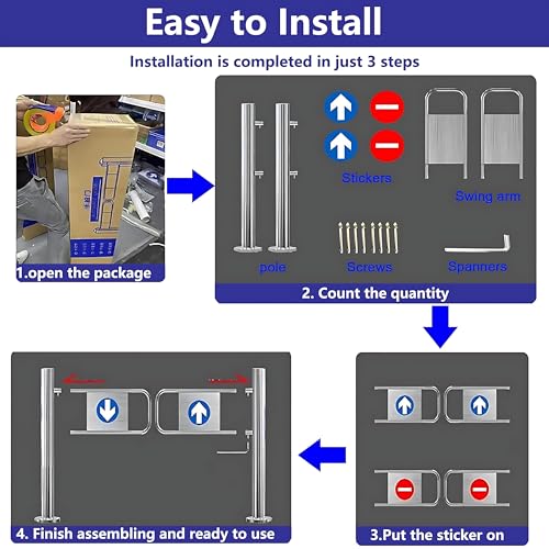 Barriera di sicurezza in acciaio inox, resistente, singola porta battente per supermercati, negozi, biblioteche e magazzini, soluzione di accesso pedonale 500 x 100 cm