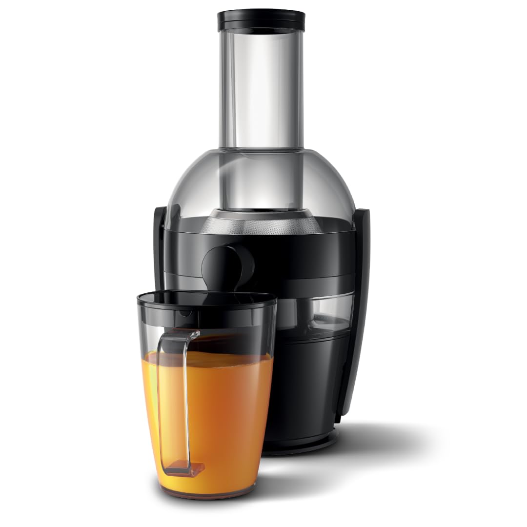 Philips Centrifugeuse Série 3000 - Extracteur de Jus avec cheminée XL 75mm, Technologie QuickClean, Capacité 2 L, Puissance 800W, Facile à assembler et rincer, Jus lisse sans pulpe, noir (HR1856/70)