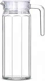 Jarra de Vidro com Tampa, 1 Litro, Transparente, Design Elegante, para Sucos, Água e Bebidas