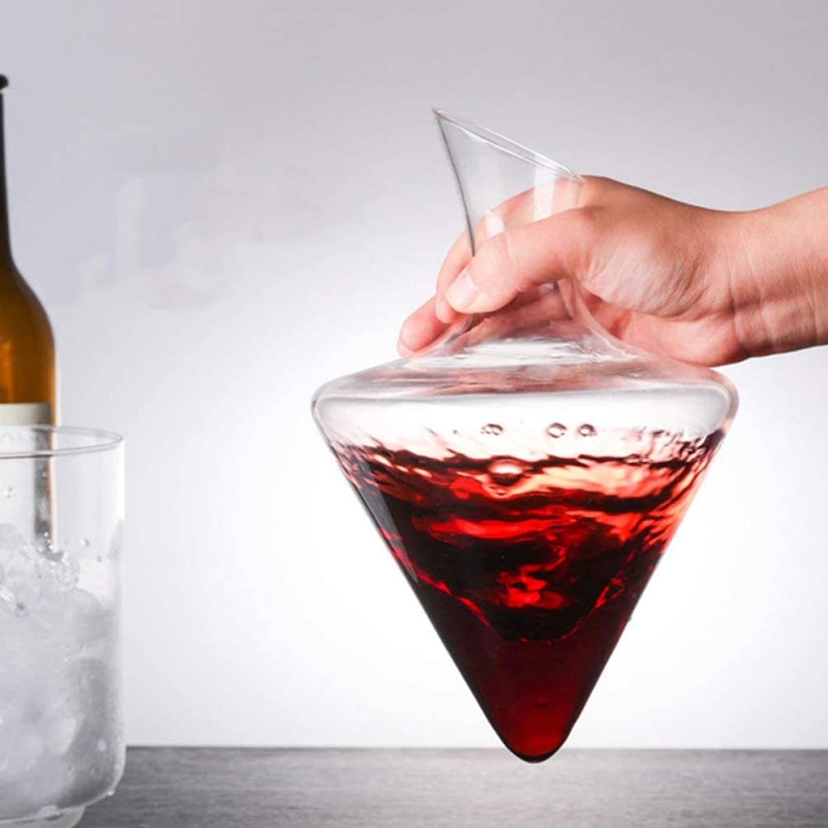Weindekanter Kühler Set mit Eiskübel Kühler Glaskaraffe Rotweinentlüfter für Rot- und Weißweinzubehör Cocktails und Barzubehör