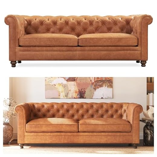POLY & BARK Lyon Sofa in Full-Grain Pure-Aniline Italian Leather, Cognac Tan