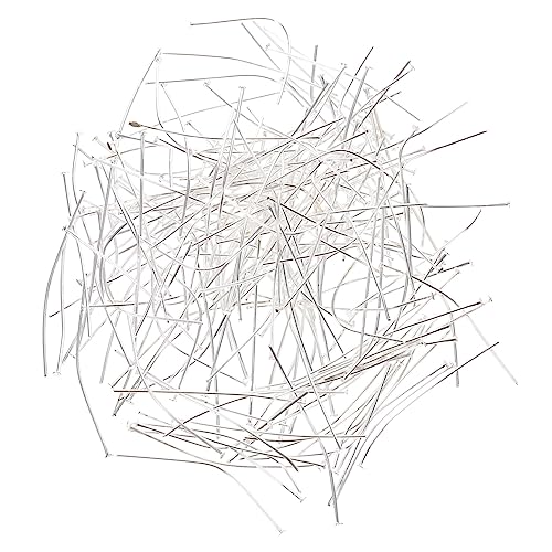 VILLCASE Metal Jewelry Making Headpins Flat Head 400pcs Beading Head Pins Set for DIY Projects Fast and Easy Stringing Silver 50mm Length