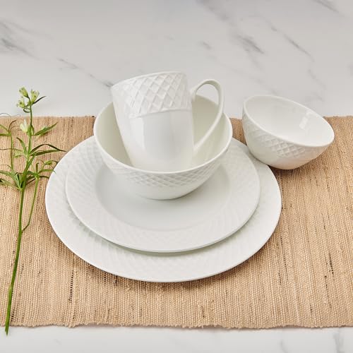 Image of Mikasa Trellis Bone China Lightweight Chip Resistant 40 Piece Dinnerware Set, Service for 8