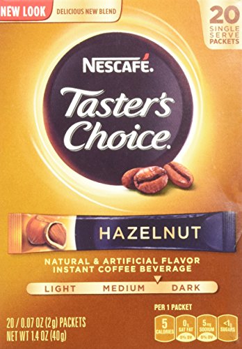Nescafe Taster's Choice Instant Coffee Hazelnut, 20-Count Sticks, (Pack Of 2)