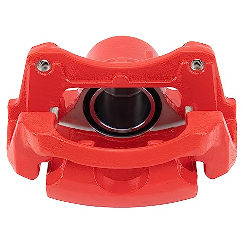 Image of TRQ Front Brake Caliper Set Painted Red Brackets Compatible with 2004-2012 Chevrolet Malibu 2005-2010 Pontiac G6 2006-2009 Pontiac Solstice 2007-2009 Saturn Aura 2009-2010 Saturn Sky