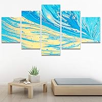 SIGNWIN 5 Panel Canvas Wall Art Modern Art Abstract Brushstroke Contemporary Edgy Mixed Media Multicolor for Home Decorations Ready to Hang - 60