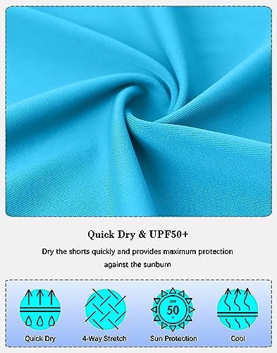 Image of SANTINY Women's High Waisted Swim Shorts with Pockets UPF50+ Long Board Swimming Shorts for Women with Liner