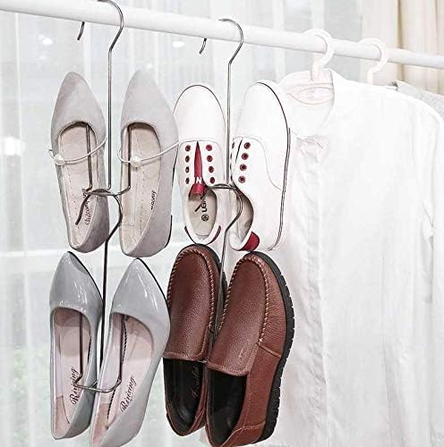 GharMart 1 Pcs Stainless Steel Shoe Hanger Rack – Space Saving Shoe Organizer for Slippers, Flats & Sandals – Hook Type Hanging Shoe Holder for Closet & Balcony Drying (1) 1