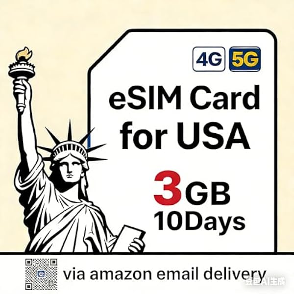 Karta eSIM dla USA przedpłacona karta eSim Pay as You Go Brak danych umowy Pakiet 3 GB 10 dni