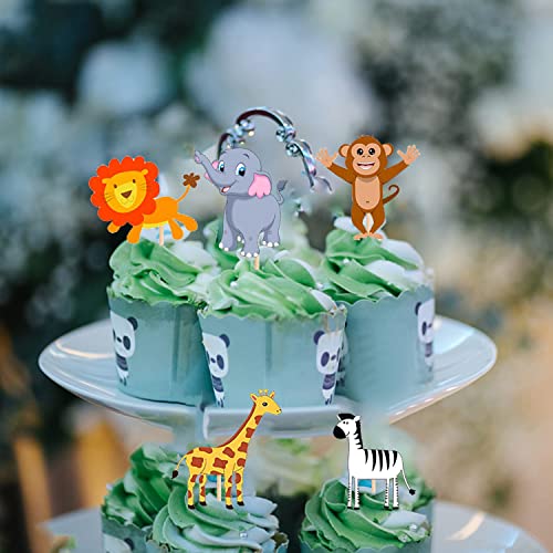 Image of PARTY PROPZ JUNGLE THEME CUPCAKE TOPPERS CAKE DECORATION SUPPLIES 14 PCS