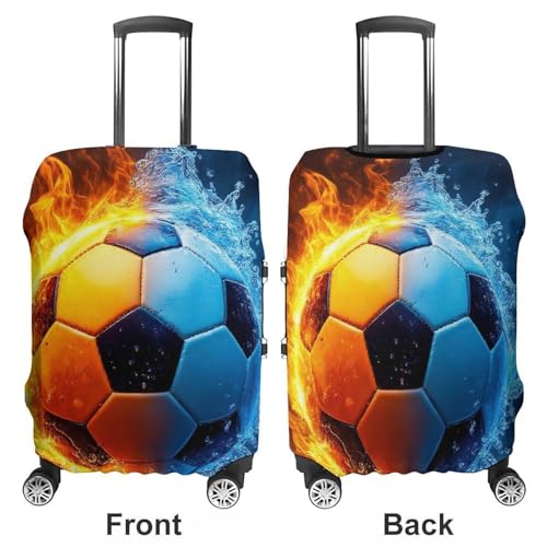 Washable Luggage Cover Protector Suitcase Anti Scratch Covers Travel Luggage Cover Suitcase Protector (Water Fire Soccer Football)3