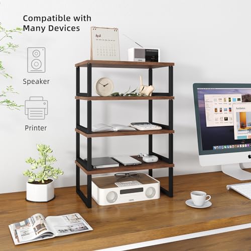 Simple Trending 2 Pack Monitor Stand Riser, Wood Desk Storage Organizer for Office Laptop, Computer, Antique Brown - Thumbnail 5