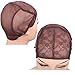 Quality Double Lace Wig Weaving Cap For Making Wigs With Adjustable Straps and Combs Brown Color Stretch Mesh Jewish Hair Net Confortable Wig Caps For Hair Weave (Brown 1 Piece M-21 Inch)