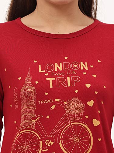 Image of FLEXIMAA Women's Cotton Printed Round Neck 3 /4 Sleeve Color Size Long Top