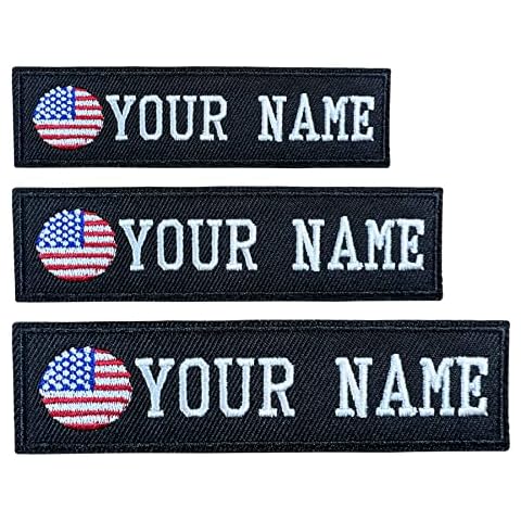 Mvcen Personalized Military Patch, Custom Name Patches 2 Pieces Embroidery USA Flag Tactical Name Patch Custom Embroidery Name Tag for Vest, Dog Harness, Clothing (Black) Cover