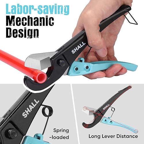 Shall SH221003AE Pex Pipe Cutter, Cuts Up To 1-3/8’’, Fast Tubing Cutter For Pex, Plastic Hoses, Pvc, Cpvc, Pp-R, Pe (Thin), Etc., Aluminum Alloy Pipe Cutting Tool With Stainless Steel Blade thumb #5