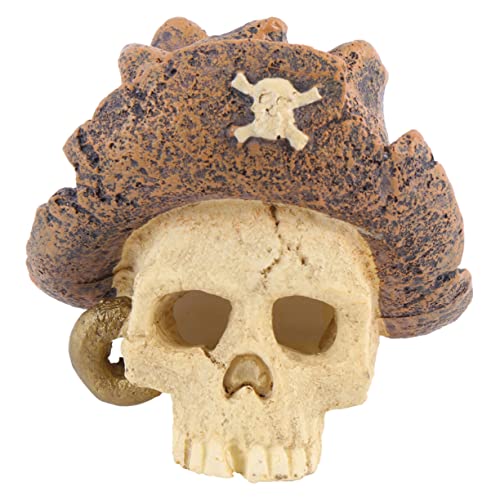 YARNOW 1 Pc Ornement d'aquarium crâne de Pirate Couvercle Statue de crâne robotique Ornement de crâne la Nourriture pour Poissons décoration d'aquarium...