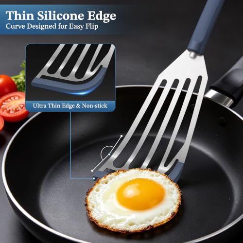 2Pcs Silicone Fish Spatula for Nonstick Cookware,Slotted Turner for Cooking - Image 5
