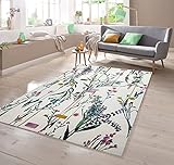 Teppich Blumenwiese in Creme grün rosa Größe 160x230 cm