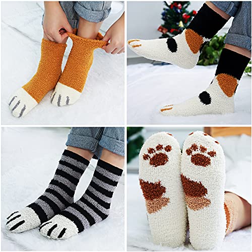 Image of ICEIVY Socks Women, Soft Knit Wool Winter Thick Warm Cabin Fuzzy Crew Women Socks 5 Pack