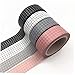 Zonster 4 en Blanco y Negro Cinta Cintas Rolls cuadrícula Washi Tape Japonesa Agenda de Papel de enmascaramiento Pegatinas Decorativas para Cintas de Embalaje de papelería Álbum de Recortes Regalo