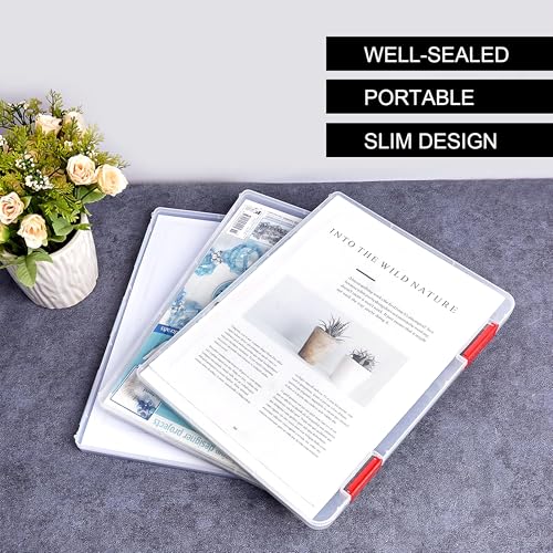 Image of Livzing Plastic Portable File Folder Case | Transparent Documents Lockable Boxes for A4 Sheet, Photos, Magazines, Cards | Portable organizer for Envelopes, Certificates | Office Supplies-Pack of 2
