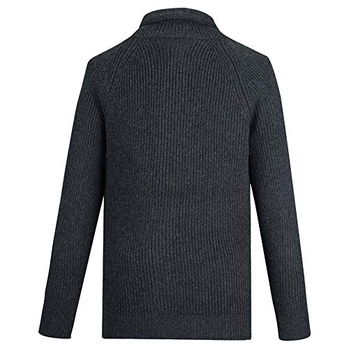 ZooBoo Men Winter Sweaters Cardigan - Slim Fit Soft Stand Collar Knitted Button Down Long Sleeved - Grey, Black2