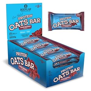 Bodylab24 Protein Oats Bar Gemischte Früchte 12 x 100g, Energieriegel mit 50g Kohlenhydraten und 15g Protein pro Riegel, Top-Kombination aus Energie und Eiweiß, ideal vor oder nach dem Training