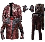 e_Genius Chaqueta de cuero granate de Guardianes de la Galaxia Vol. 2 Star-Lord Chris Pratt de cuero real y sintético, chaqueta de cuero envejecido, chaquetas de cuero para motociclista, Guardianes de