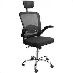 Cadeira De Escritorio Presidente Giratória Ergonômica Mesh P100 com Base Metal Cromado e Rodizios em Silicone